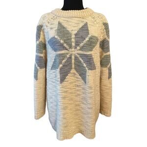 TOPSHOP White Cream Blue Snowflake Sweater Size 10